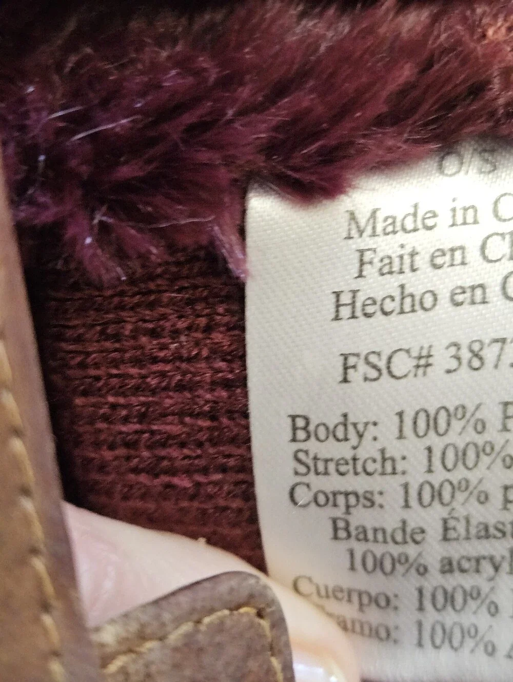 Women's Burgundy Faux-Fur Winter Scarf, Headband & Gloves Set Made By Avon